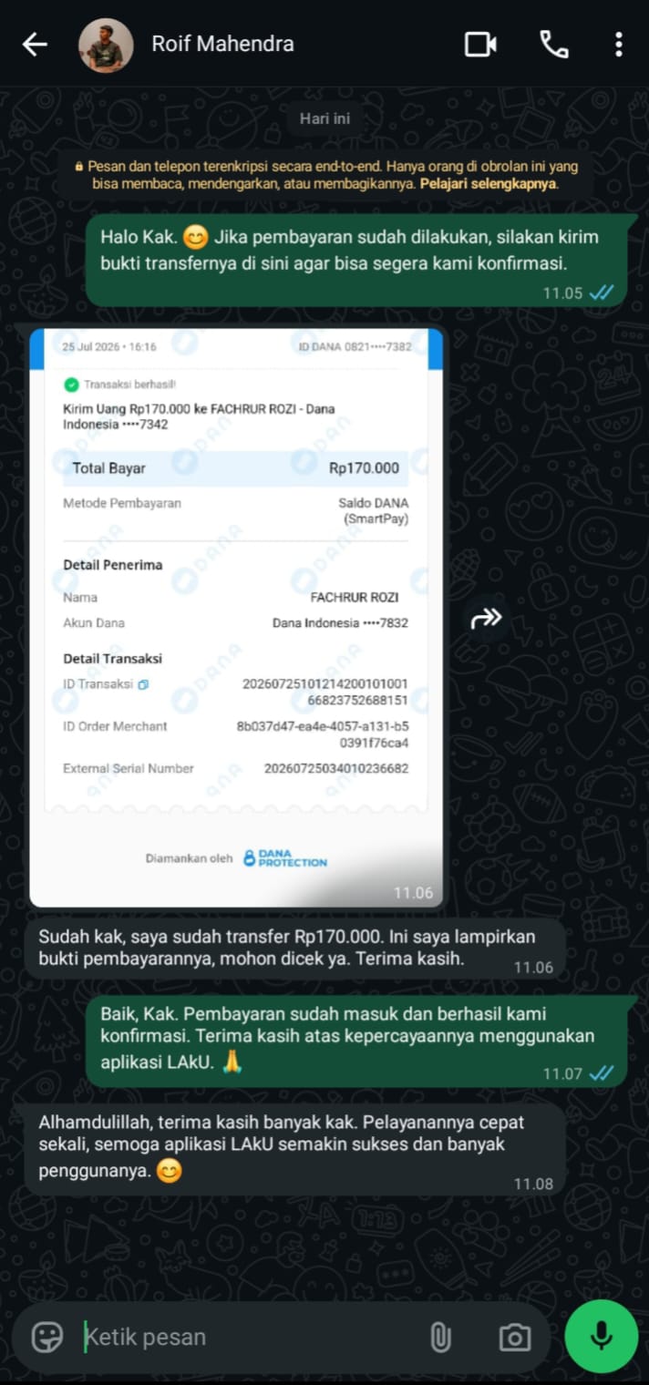 Bukti Chat & Transfer Roif Mahendra